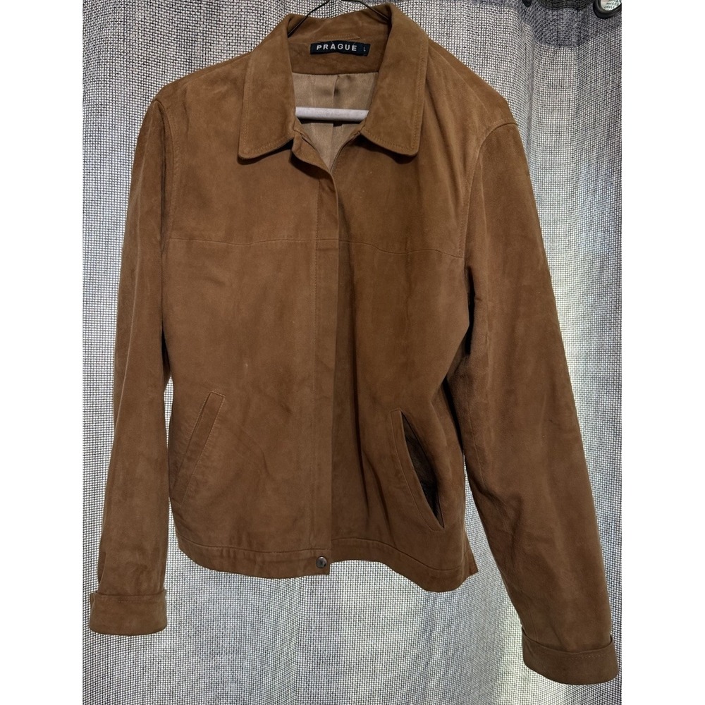 Beautiful Stylish Prague Women's Leather Jacket Soft Brown Size L Lightweight